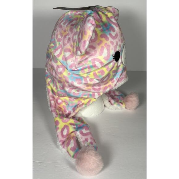 Squishmallow Michela Earflap Hat Pink Leopard Girl’s Beanie One Size - Picture 3 of 11